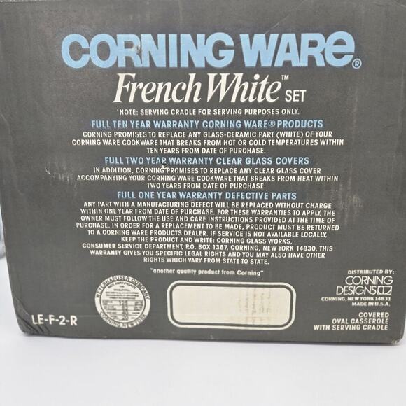 Corning Ware French White Casserole 3 Piece Set 2.5 Qt w/lid & Rack Sealed VTG